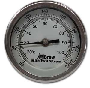 Dial Thermometer - 3" face, 2.5" Probe, 1/2" NPT