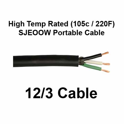 Cable, 12/3 SJEOOW High Temp Portable Power Cable by the foot
