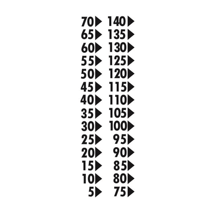 Sight Calibration Decals 5-140 in increments of 5