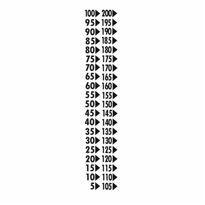 Sight Calibration Decals 5-200 in increments of 5