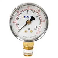 Taprite Pressure Gauge 30 PSI Right Hand Thread (TYPICAL ON top of CO2 Regs)