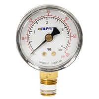 Taprite Pressure Gauge 60 PSI Right Hand Thread (TYPICAL ON top of CO2 Regs)