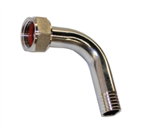 NPT Swivel Connector, Hexnut, 1/2" Female NPT x 90 degree 1/2" Hose Barb