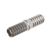Hose Splice, 3/8" OD hose barb both ends Stainless