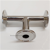 1.5" TC TEE with reduced 3/4" OD tubing