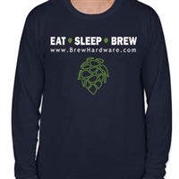 Eat Sleep Brew Tee Shirt - Long Sleeve - Navy Blue