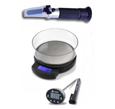Toolkit = Brix/OG Refractometer, Scale, Digital Thermometer