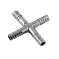Stainless Steel Hose Barb Cross/Splitter 1/4" hose