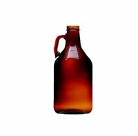 Growler, 32 ounce (1/4 gallon) glass jug, Brown with cap