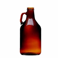 Growler, 64oz (1/2 gallon) glass jug, Brown with cap