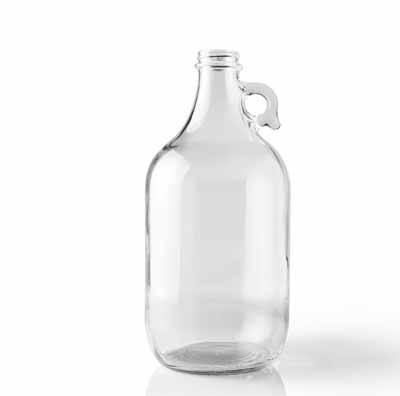 Growler, 64oz (1/2 gallon) glass jug,Clear with cap